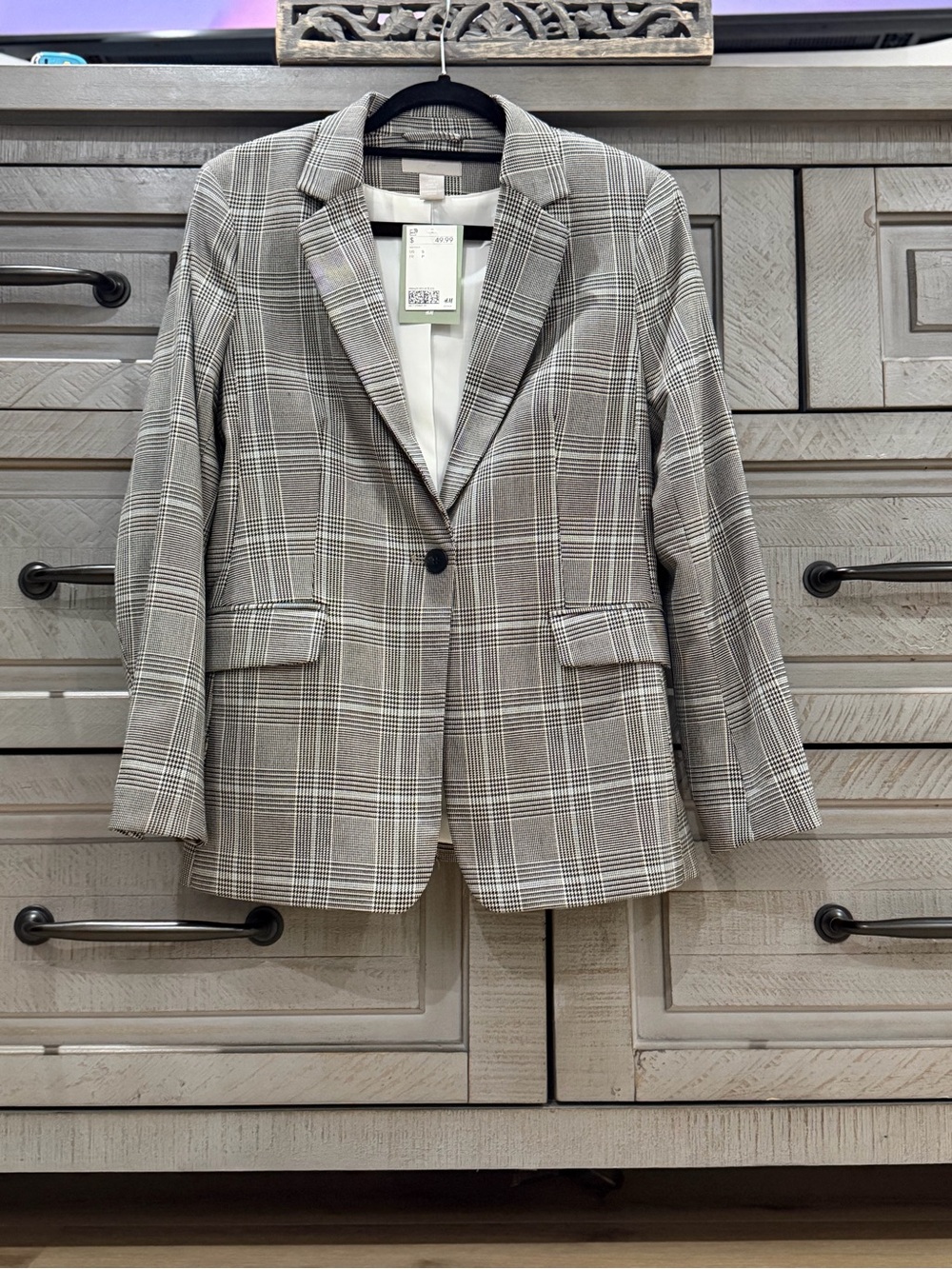 Plaid Blazer - Gray